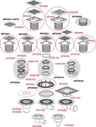 Сливной трап 150×150/50 мм боковой сток, решетка серая, гидрозатвор мокрый