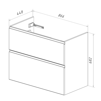 Тумба Lemark VEON 90см под 1 раковину, подвесная/напольная, 2 ящика, цвет корпуса, фасада: Белый глянец