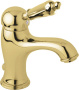 ELITE-LSM1-03/24-Bi Смеситель для раковины однорычажный с донным клапаном, золото, ручка белая