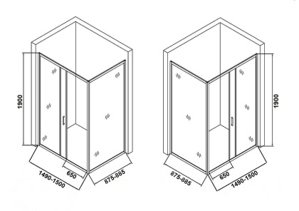 Душевой уголок Orange E23-15090TCR без поддона 150х90, стекло прозрачное