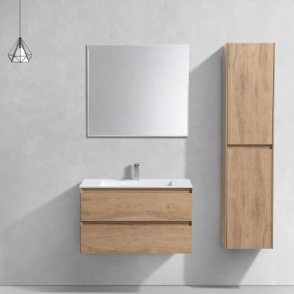 База под раковину Luka 800 подвесная, 2 выкатных ящика soft-close, N.Oak