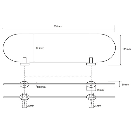 Стеклянная полка Bemeta Oval 118402031 Хром Стеклянная полка Bemeta Oval 118402031 Хром