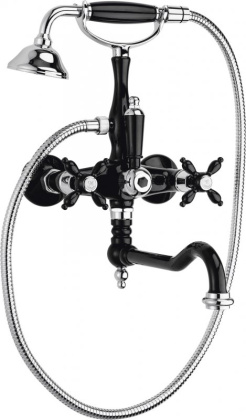 NOSTALGIA-VDF-01-Bi Смеситель для ванны с поворотным изливом и ручным душем Исполнение: Хром, Ручки: Белый 