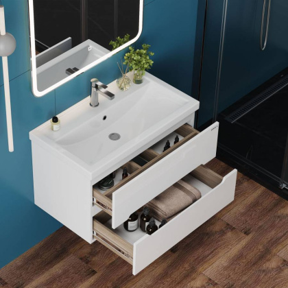 Тумба Onika Айленд 80 подвесная, белая (ум. Фостер 80)