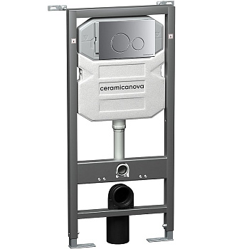 Система инсталляции для унитазов CERAMICANOVA Envision с кнопкой смыва Round цвет хром матовый и креплениями, арт. CN1001M