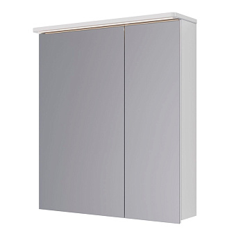 Шкаф зеркальный Lemark ZENON 70х80см 2-х дверный, с козырьком-подсветкой, с розеткой, цвет корпуса: Белый глянец