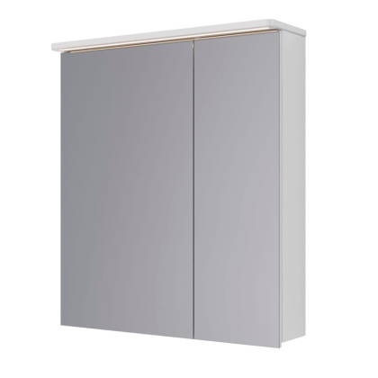 Шкаф зеркальный Lemark ZENON 70х80см 2-х дверный, с козырьком-подсветкой, с розеткой, цвет корпуса: Белый глянец