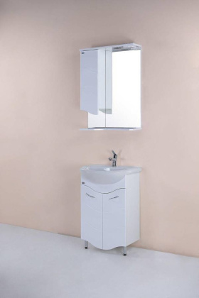 Шкаф-зеркало Onika Лайн 48 белый, правый, с подсветкой Шкаф-зеркало Onika Лайн 48 белый, правый, с подсветкой