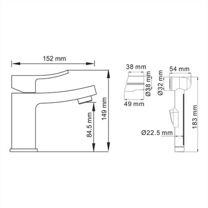 Aller 1068 Смеситель для умывальника с гигиенической лейкой Wasserkraft