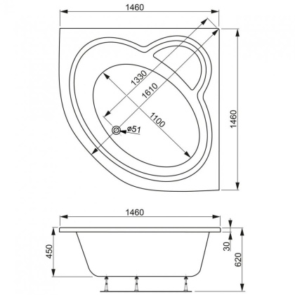 Акриловая ванна VAGNERPLAST CATALINA 146x146 Акриловая ванна VAGNERPLAST CATALINA 146x146