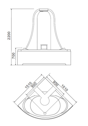 Акриловая ванна Gemy 151х151 G9069 O Акриловая ванна Gemy 151х151 G9069 O