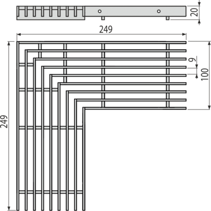 Решетка для дренажного углового желоба 100 мм, нержавеющая сталь