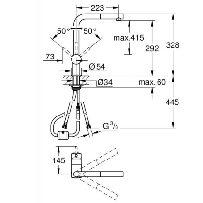 Смеситель для кухни Grohe Minta 32168dc0 нержавеющая сталь Смеситель для кухни Grohe Minta 32168dc0 нержавеющая сталь
