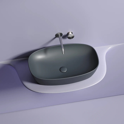 Умывальник чаша накладная овальная (цвет Темный Антрацит Матовый) Element 600*380*138мм