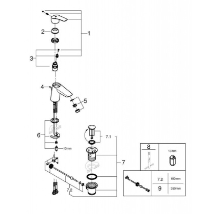 Смеситель для раковины Grohe Eurosmart S-size 23965003 хром, с донным клапаном