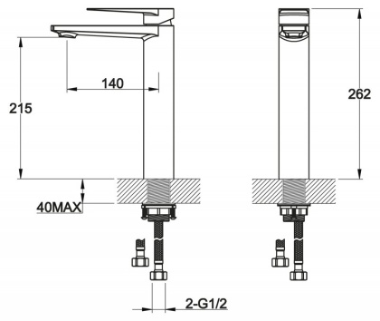 CARIN Смеситель для накладных раковин, без донного клапана, хром CAR-LMC-CRM