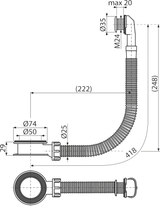 Слив-перелив для умывальника, белый Слив-перелив для умывальника, белый