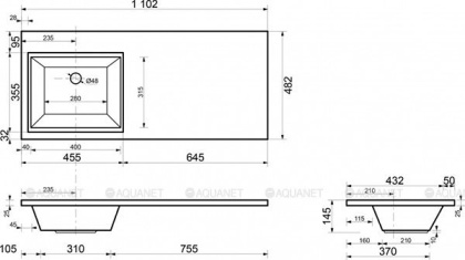 Раковина Sanstar Эстет Даллас 110 R ФР-00001668 над стиральной машиной Белая
