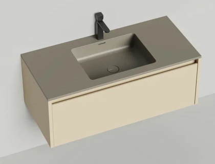 Подвесная тумба Domino 1000, эмаль, Onda Plus, фрезерованный фасад