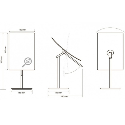 Косметическое зеркало без подсветки 190x300