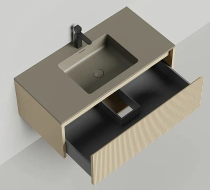 Подвесная тумба Domino 1000, эмаль, Onda Plus, фрезерованный фасад