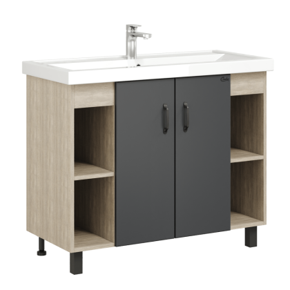 Тумба Onika Тимбер 100 напольная, серая мат./дуб сонома (ум. Фостер 100)