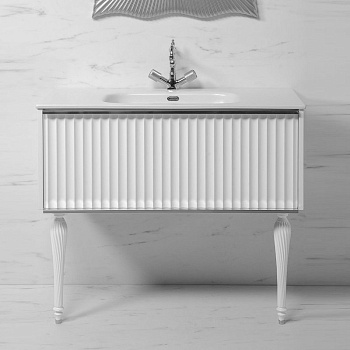 Тумба Canale 80 белая + Хром_Комплект 843-080-WCR Boheme