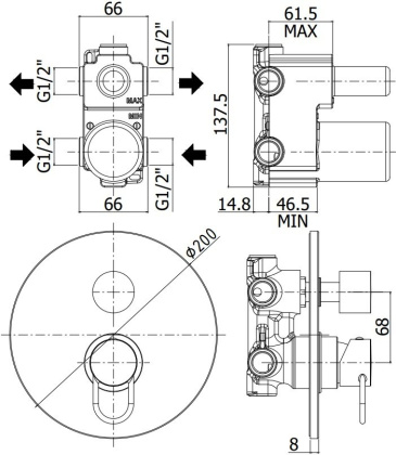 Смеситель для душа Paffoni Joker JK019NO (с внутренней частью) Смеситель для душа Paffoni Joker JK019NO (с внутренней частью)