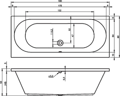 Акриловая ванна Riho Carolina 190х80 B057001005 Акриловая ванна Riho Carolina 190х80 B057001005