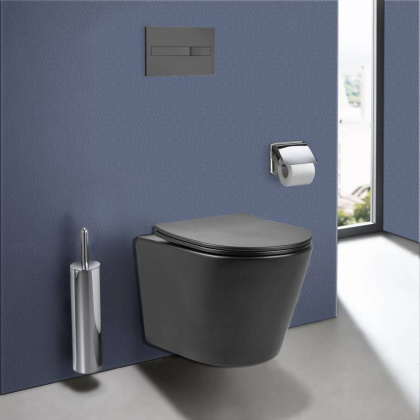 Унитаз подвесной Piatti VT1-11SMA, цвет антрацит матовый, ультратонкое soft-close сиденье Унитаз подвесной Piatti VT1-11SMA, цвет антрацит матовый, ультратонкое soft-close сиденье