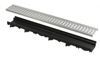 Дренажный канал 60мм с пластмассовой рамой и оцинкованной решеткой "Ц" профиля A15