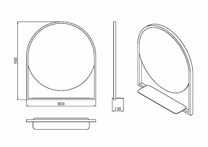 Зеркало Vallessi круглое с полочкой антрацит 80*90 550_2 Boheme Зеркало Vallessi круглое с полочкой антрацит 80*90 550_2 Boheme