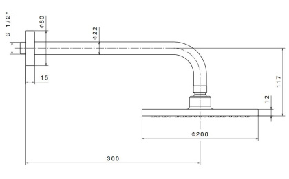 Душевая лейка PIANO "тропический дождь" с кронштейном, хром глянец