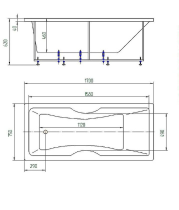Акриловая ванна Акватек Феникс 170х75 FEN170-0000043