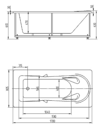 Акриловая ванна Акватек Леда 170х80 LED170-0000047