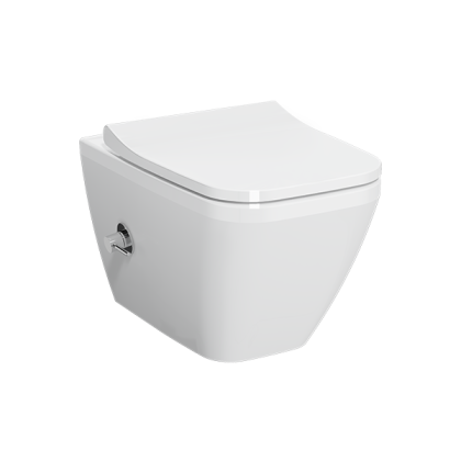 Унитаз подвесной VitrA Integra Square с функцией биде и смесителем 7082B003-7209, безободковый Унитаз подвесной VitrA Integra Square с функцией биде и смесителем 7082B003-7209, безободковый