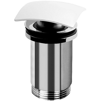 CZR-B-SCQ-BIO Донный клапан с квадратной крышкой с системой "Клик-клак" с переливом, исполнение белый матовый CZR-B-SCQ-BIO Донный клапан с квадратной крышкой с системой "Клик-клак" с переливом, исполнение белый матовый