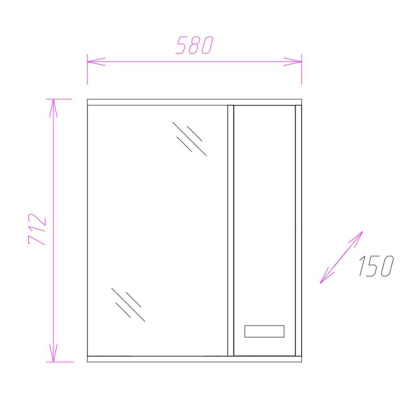Шкаф-зеркало Onika Гамма 58 ясень шимо/венге, правый, с подсветкой Шкаф-зеркало Onika Гамма 58 ясень шимо/венге, правый, с подсветкой