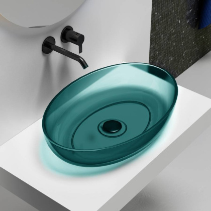 Раковина накладная прозрачная ABBER Kristall AT2801Aquamarin бирюзовая Раковина накладная прозрачная ABBER Kristall AT2801Aquamarin бирюзовая