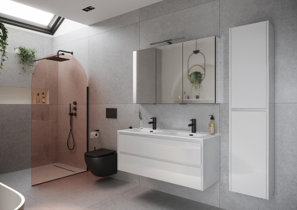 Тумба подвесная SANCOS Libra 1190х450х500, c двумя ящиками оснащенными доводчиками, белый глянец , арт. LB120-2W Тумба подвесная SANCOS Libra 1190х450х500, c двумя ящиками оснащенными доводчиками, белый глянец , арт. LB120-2W