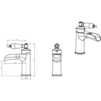 Смеситель для умывальника VOGUE CRYSTAL, бронза_Комплект