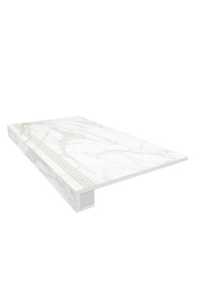 Комплект (Ступень SM02 (33x120) непол. (прямоугол. бортик) с насечками + Подступенок (14,5x120))