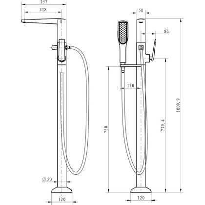 Смеситель напольный VENTURO Shine Gun Metall