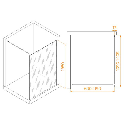 Душевая перегородка RGW WA-010 1400