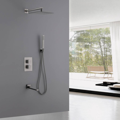 Душевая система ABBER Daheim AF8250NG скрытого монтажа с изливом, термостат, никель Душевая система ABBER Daheim AF8250NG скрытого монтажа с изливом, термостат, никель