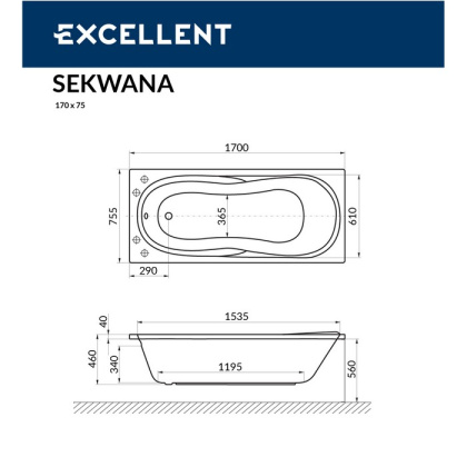 Ванна EXCELLENT Sekwana 170x75 "SOFT" (золото) Ванна EXCELLENT Sekwana 170x75 "SOFT" (золото)