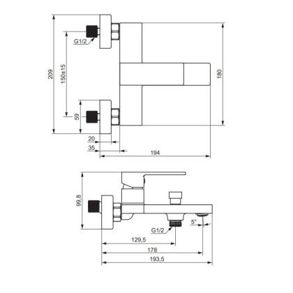 Смеситель для ванны Damixa Gala 531000500