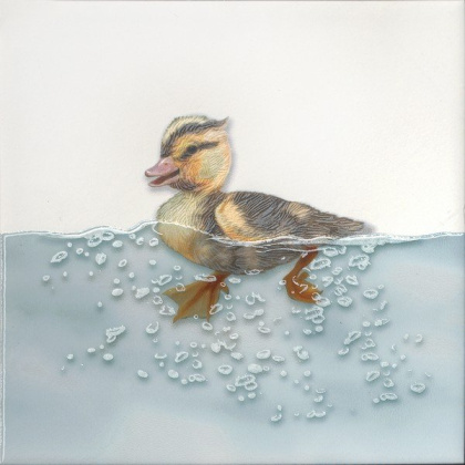 Декор VT\A457\5009 Чудо-озеро 3 белый, голубой (20см*20см*6,9мм) (10шт/0,4м2) Утенок, шт.