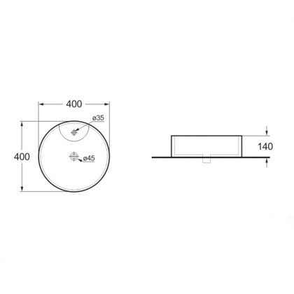 Раковина керамическая Vincea VBS-132, 400*400*140, накладная, цвет белый Раковина керамическая Vincea VBS-132, 400*400*140, накладная, цвет белый