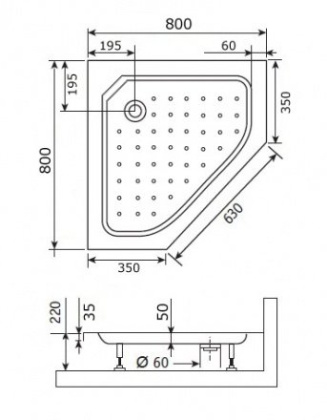 Душевой поддон RGW Style-TR 80 x 80 см трапеция, акриловый, белый, 16180588-11